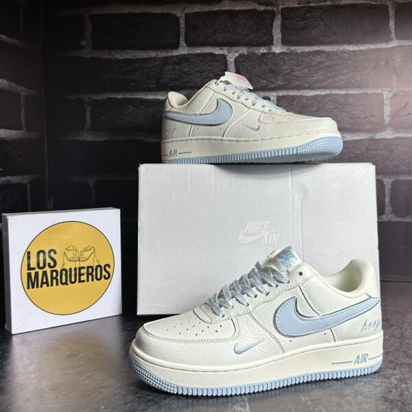 Nike Air Force 1 07 Low Keep Fresh Beige Blue Silver